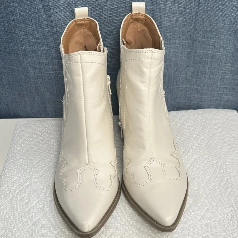 Indigo White Ankle Booties with Textured Design